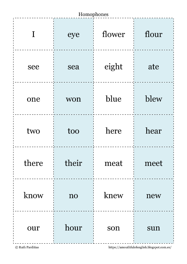 16 free homonyms worksheets