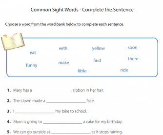 Common Sight Words - Complete the Sentence (2)