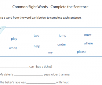Common Sight Words - Complete the Sentence (3)