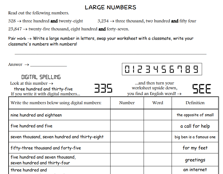 Big numbers in English exercises. Large numbers Worksheet. Big numbers Worksheets. Big numbers in English Worksheets.