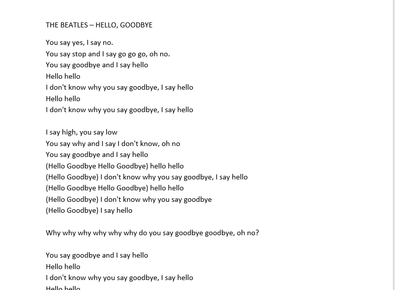 Hello Goodbye The Beatles