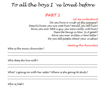 To All the Boys I've Loved Before Movie Worksheet