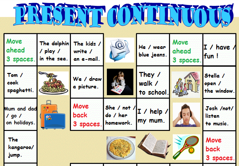 Present Simple Present Continuous Board Game Online