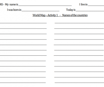 Country Names and Locations Identification Worksheet