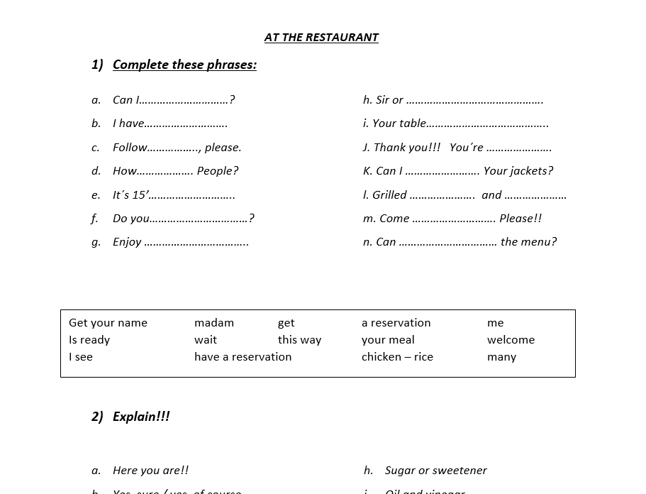 Printable Restaurant Tip Chart
