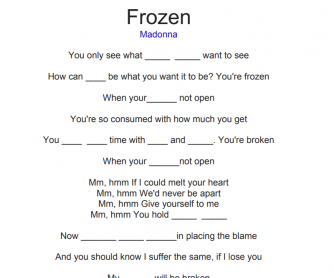 Frozen by Madonna Song Worksheet
