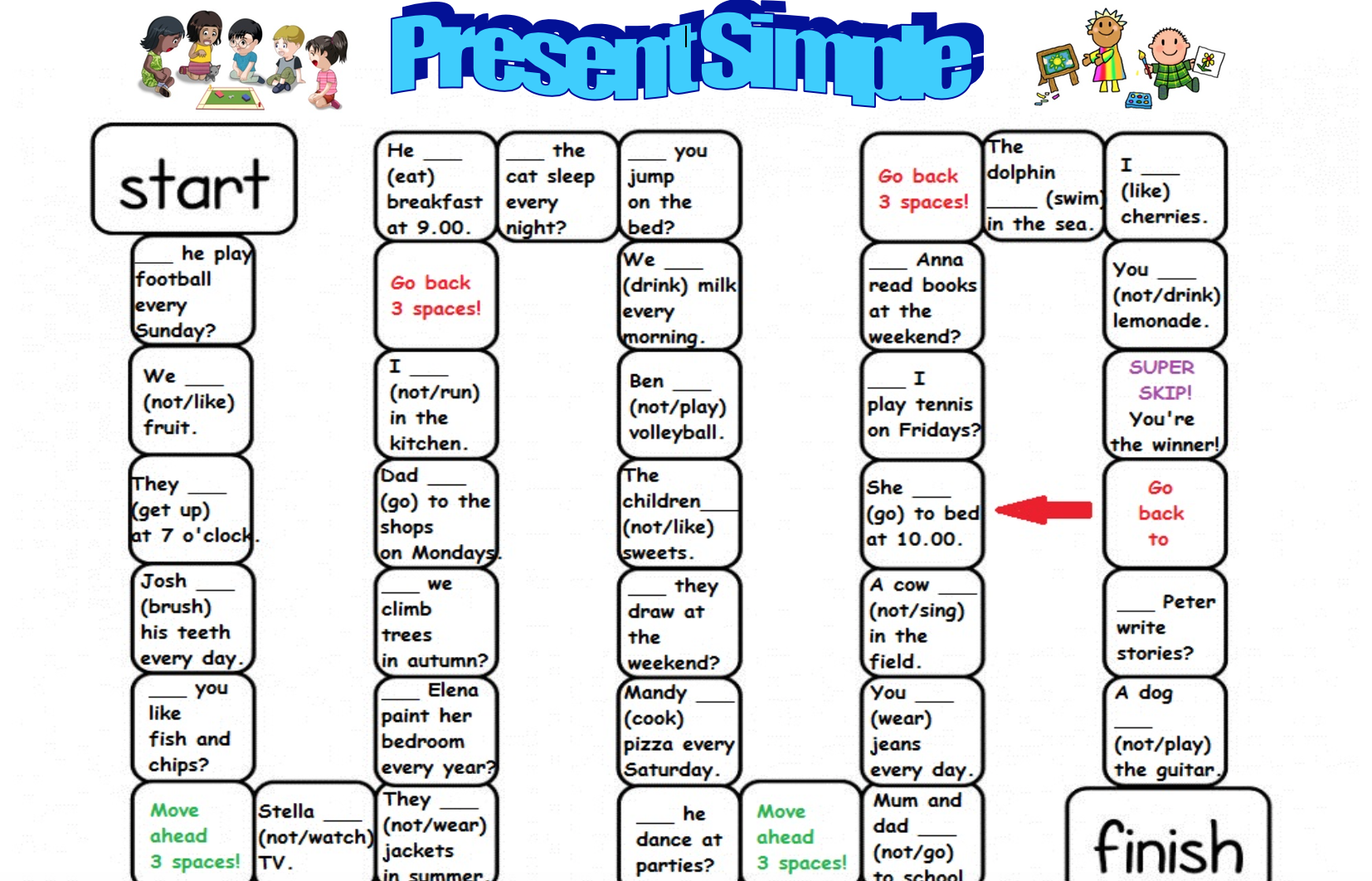 Past simple past continuous board game