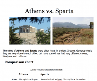 Comparing Athens to Sparta Worksheet