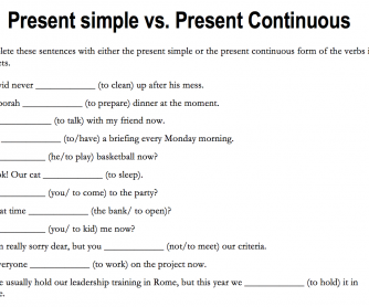 Present Simple vs. Present Continuous Worksheet