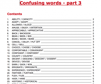 Confusing Words - Part 3 Worksheet