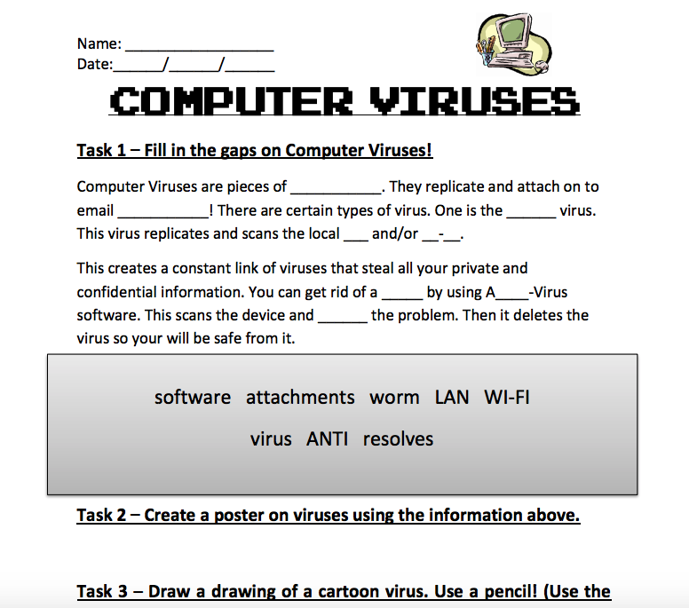 computer-viruses-worksheet
