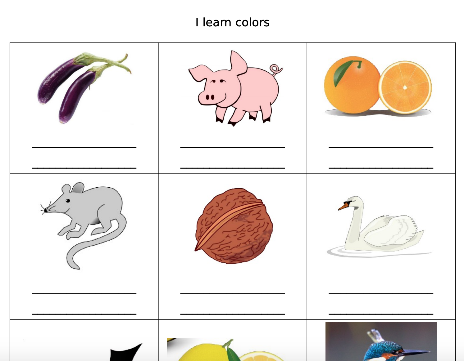 252 Free Colours Worksheets