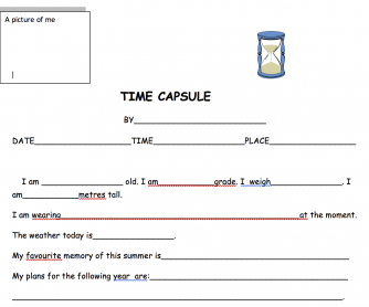 Time Capsule About Me Worksheet