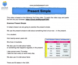 Present Simple Lesson Worksheet