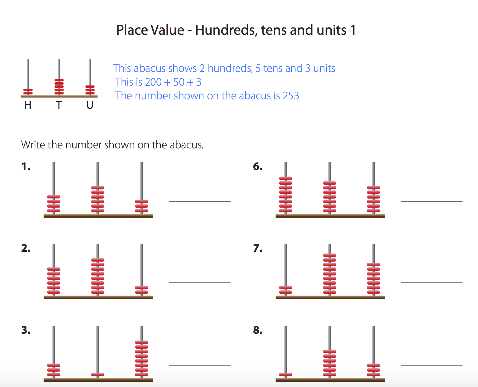 Place Value Hundreds Tens And Units Reading An Abacus