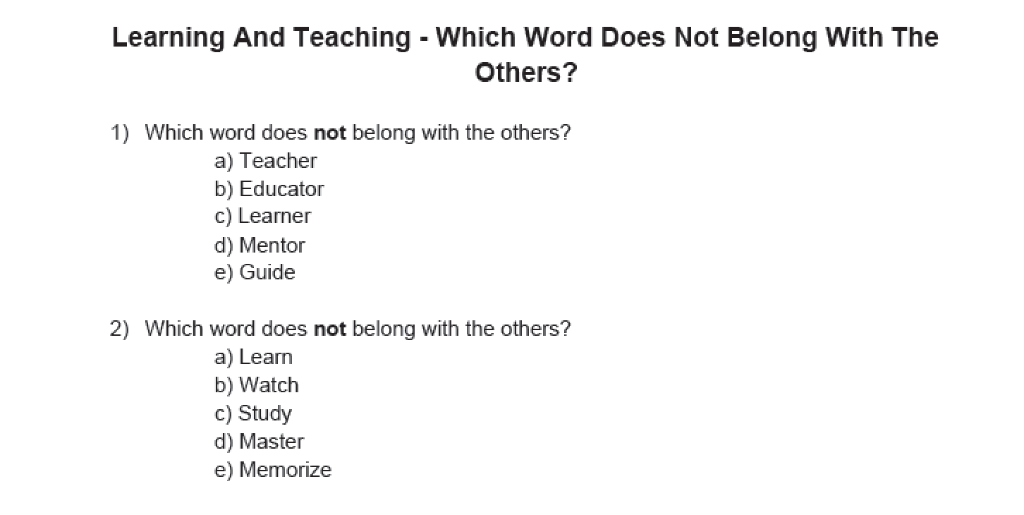 learning-and-teaching-which-word-does-not-belong