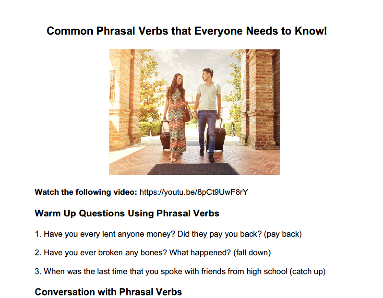 Phrasal Verbs Worksheets With Answers Pdf