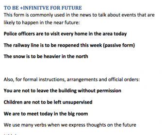 To Be + Infinitive for future and future verbs