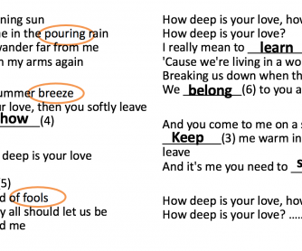 Song – How Deep Is Your Love by the Bee Gees