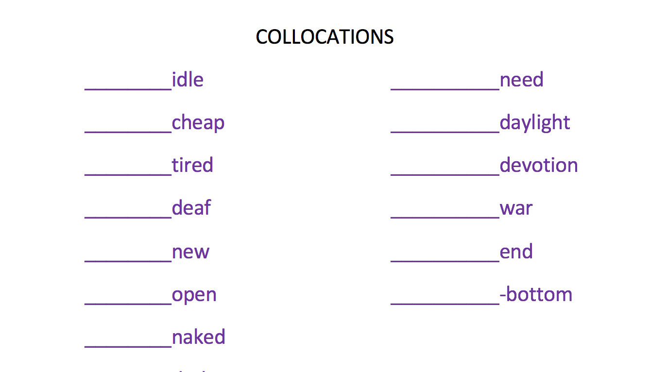 Collocations exercise