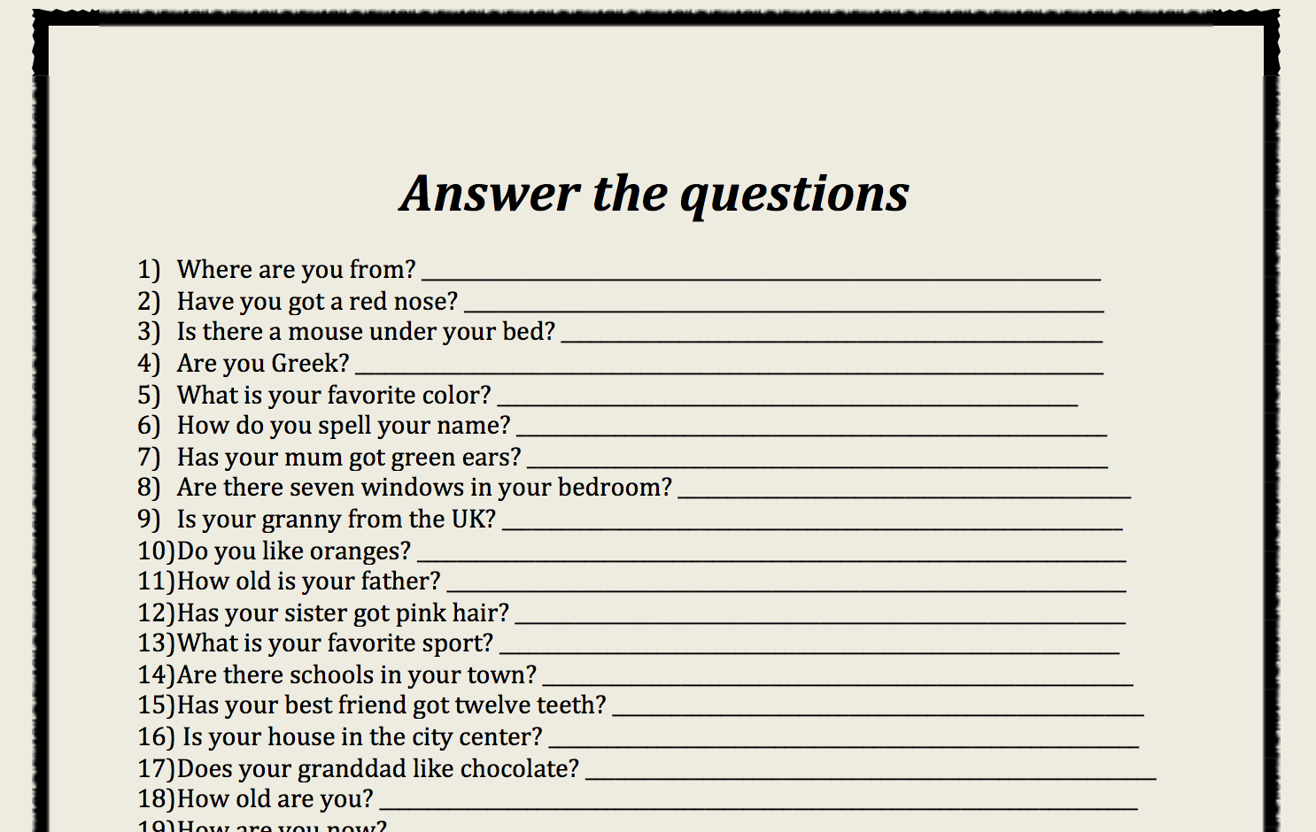 Getting To Know You Questions Printable