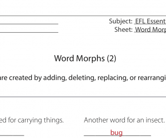 English Resource – Word Morphs
