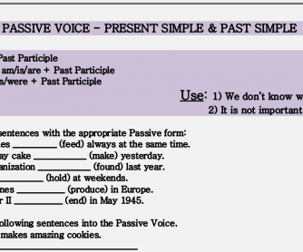 Passive Voice – Present Simple & Past Simple Worksheet