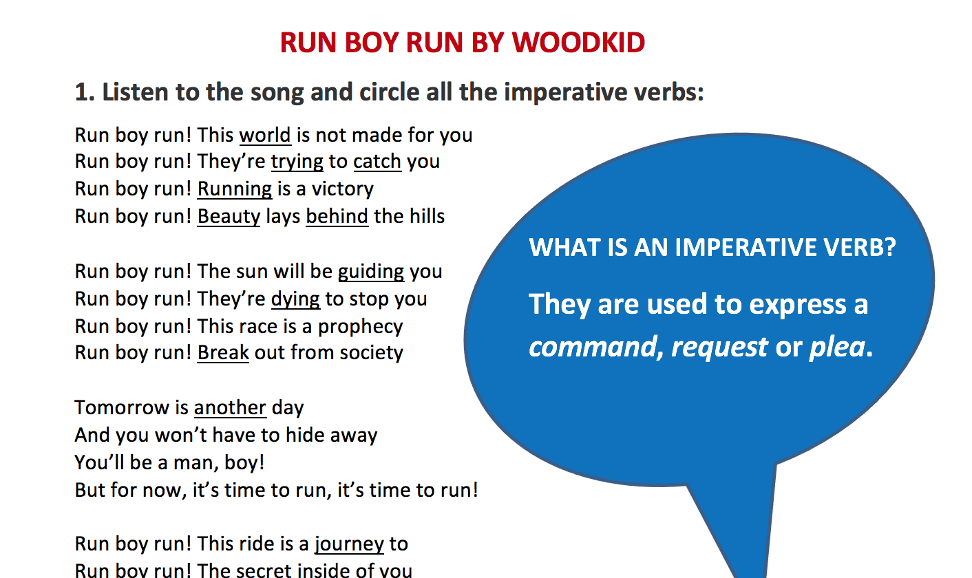 Слова песни run. Run boy Run перевод. Run boy Run Woodkid. Imperative verbs. Imperative mood examples.