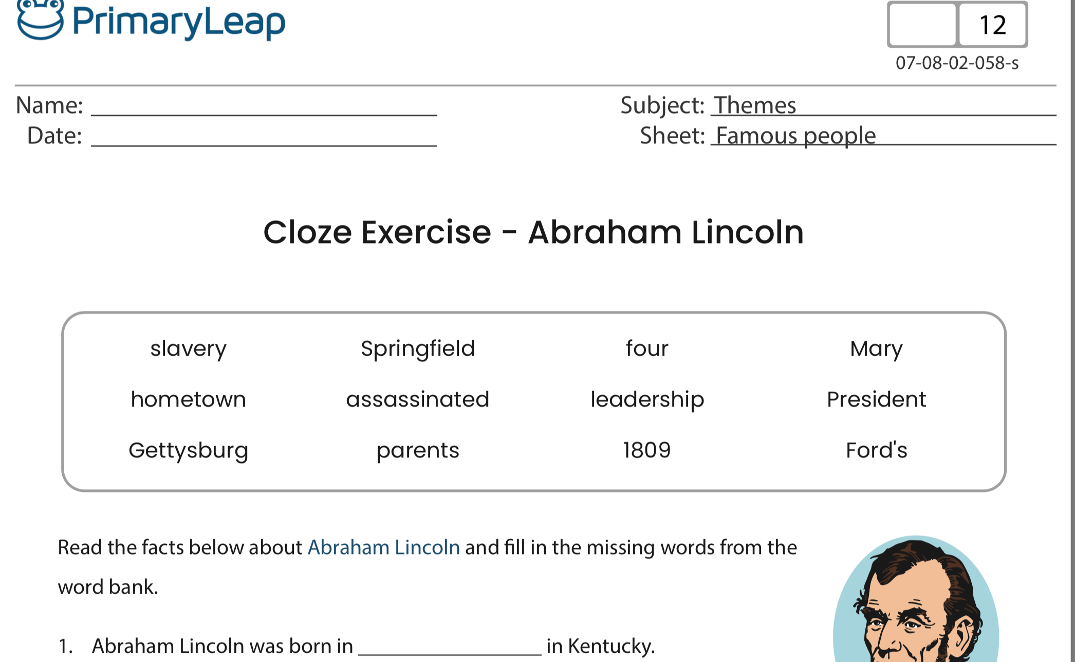 Cloze Exercise – Abraham Lincoln