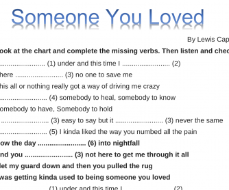 Song worksheet: Someone You Loved (L. Capaldi)