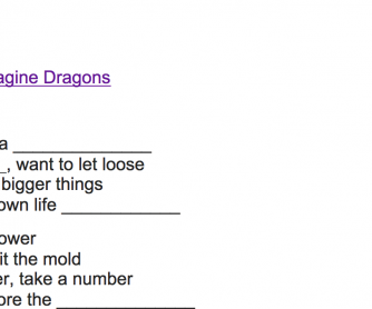 Thunder By Imagine Dragons Fill In The Blank Worksheet