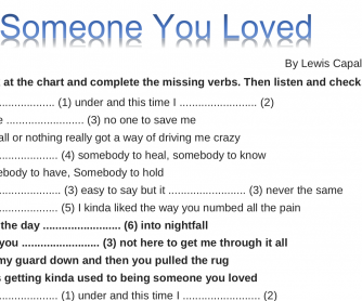 Songworksheet: Someone You Loved (L. Capaldi)