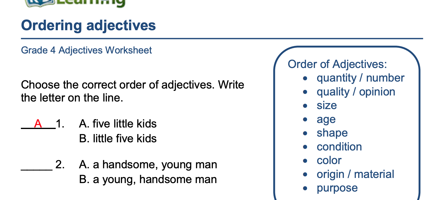 919 free adjective worksheets