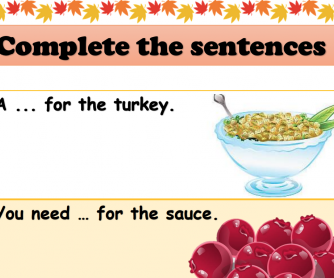 Thanksgiving Meal – Worksheet