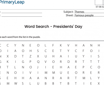 Presidents' Day – Word Search Activity
