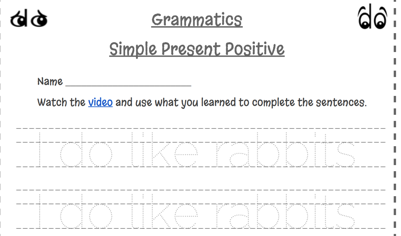 Present Simple Positive Writing Worksheet