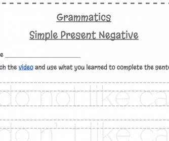Present Simple Negative Writing Worksheet