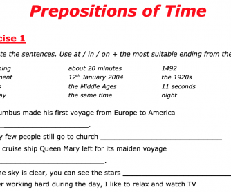 Prepositions of Time (Mixed)