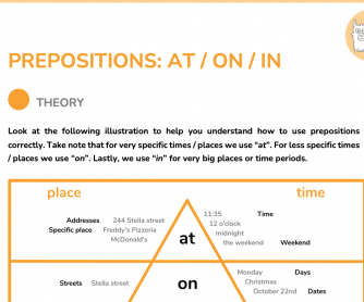 PREPOSITIONS: AT / ON / IN