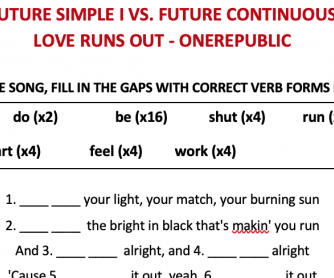 Future Simple vs. Future Continuous Love Runs Out - OneRepublic worksheet